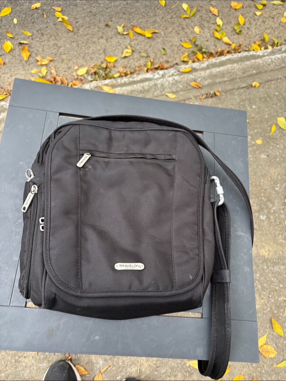 Travelon Black Compact Crossbody Messenger Bag for Men